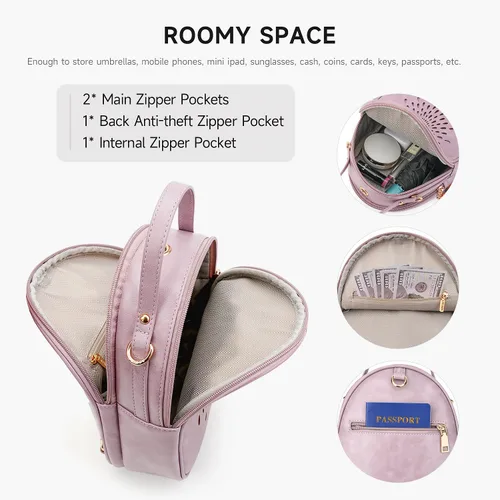 Vista 9 de T1953 Mochila para mujer, de piel sintética, para regalo para niñas y mujeres
