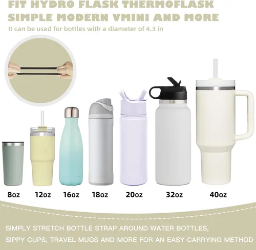 Vista 3 de Mango para botella de agua, soporte de silicona suave y duradero, eslinga, cordón, portador con correa, se adapta a la mayoría de botellas de agua