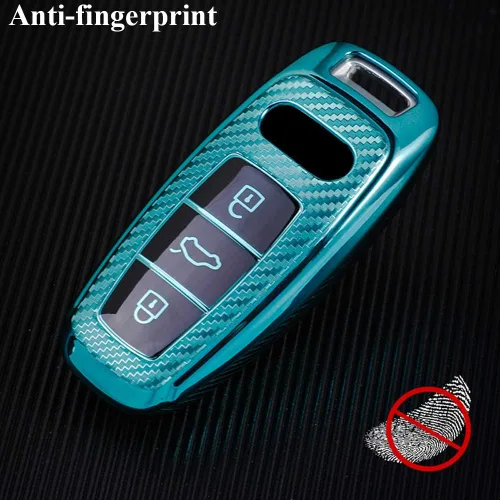 Vista 7 de SANRILY Funda para llavero Audi 2018-2019, carcasa de TPU suave de protección completa compatible con Audi A8 A7 A6 A6L C8 Q8 2020 con control Azul
