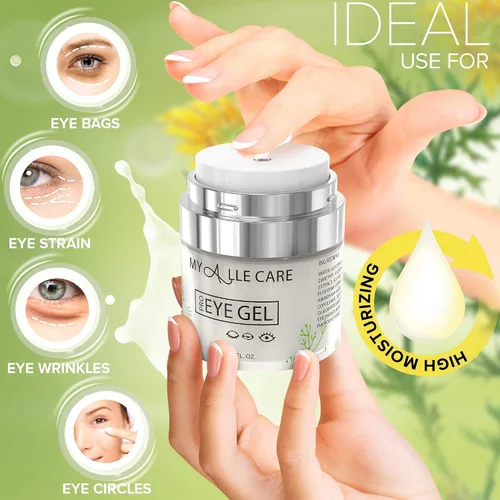 Vista 3 de Gel para ojos con ácido hialurónico, reduce las ojeras, la hinchazón y las bolsas para los ojos. Tratamiento antiarrugas debajo de los ojos, gel