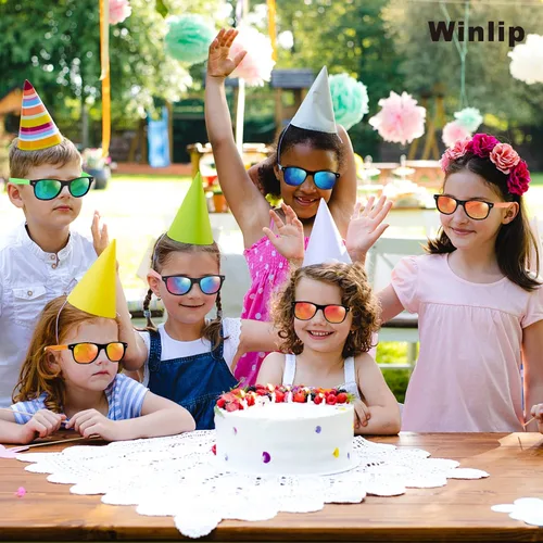 Vista 6 de Gafas de sol para niños a granel para edades de 3 a 5, 4, 8 a 12 años y adultos, paquete de 32 lentes de sol neón con protección UV400, gran regalo