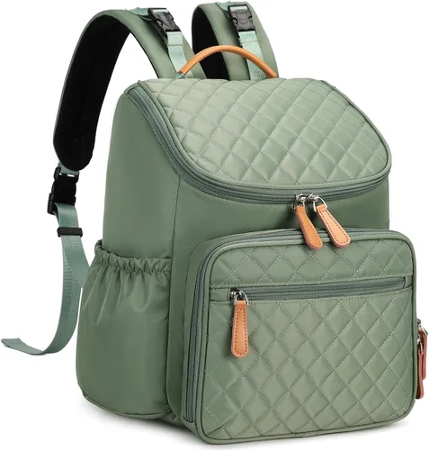Vista 9 de LORADI Mochila ligera para pañales con clips para cochecito, bolsillos aislados, artículos esenciales para baby shower (nailon, negro)