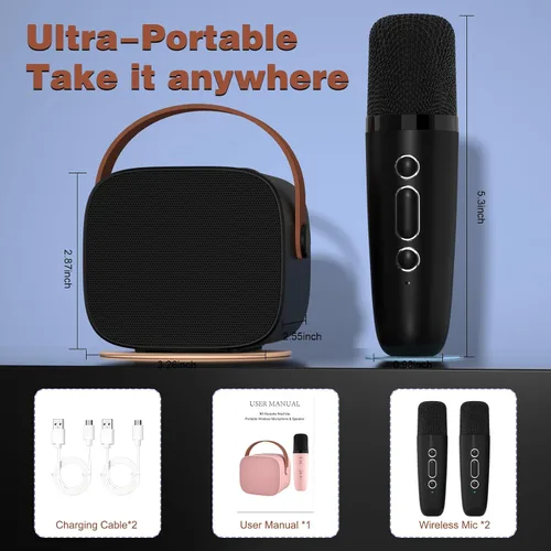 Vista 5 de IROO Mini máquina de karaoke para niños, los mejores regalos de Navidad y cumpleaños de 2025 para niñas y niños de 4, 5, 6, 7, 8, 9, 10, 12+ años