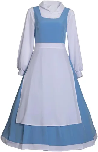 Vista 2 de Vestido azul para mujer, disfraz de Bella de belleza, princesa, Halloween, Navidad, disfraz de disfraces