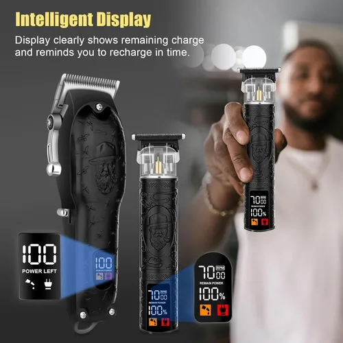 Vista 3 de Juego de cortapelos profesional para hombres, afeitadora eléctrica, maquinilla de afeitar inalámbrica, cortadora de pelo, cortadora de barba, kit