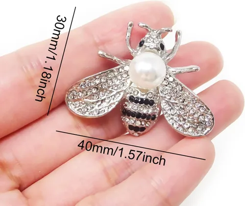 Vista 2 de Honbay Broche de abeja de miel en tono dorado vintage de moda con diamantes de imitación y perla