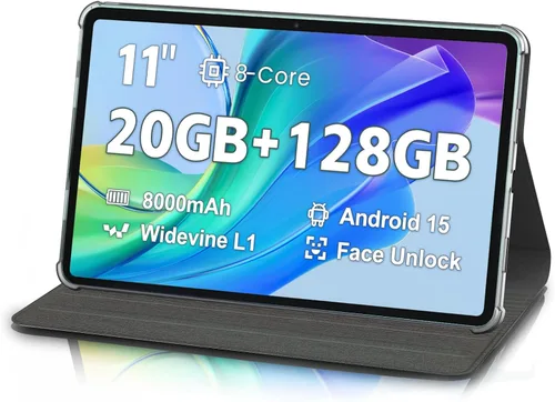 Vista 6 de Tablet Android de 11 pulgadas, 20 GB de RAM 128 GB ROM 1 TB de expansión, procesador T606 de 8 núcleos, pantalla táctil FHD de 1920 x 1200, Widevine