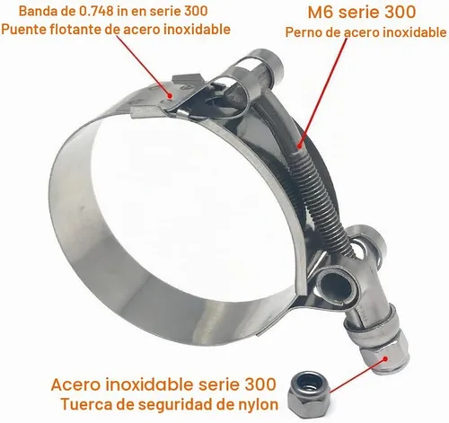 Vista 2 de ISPINNER Paquete de 2 abrazaderas de manguera con perno en T de 1 pulgada de acero inoxidable, rango de abrazadera 32-37 mm para manguera de ID de 1