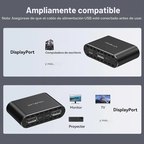 Vista 9 de Divisor DisplayPort a Dual Displayport 4K120Hz DP a DP dual para monitores duales compatible con pantalla espejada/extendida solo para Windows