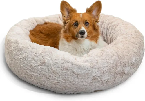 Vista 67 de Best Friends by Sheri - The Original Calming Donut - Cama calmante en forma de dona para perros y gatos - Pelo largo, azul bebé, M, 30 x 30 pulgadas