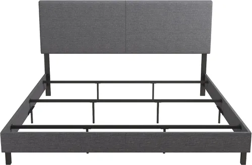 Vista 12 de DHP Janford - Cama tapizada con diseño elegante, Tela, Gris (Grey Linen)