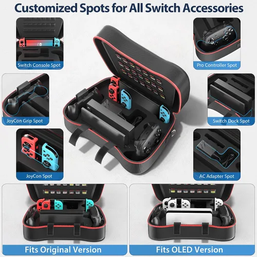 Vista 2 de Rysker Funda de transporte para interruptorOLED, funda de transporte OLED para interruptor de almacenamiento grande para adaptador de CA