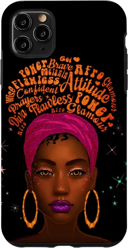 Vista 4 de iPhone 12 mini - Funda de melanina para mujer, color negro, color marrón, para niñas y mujeres