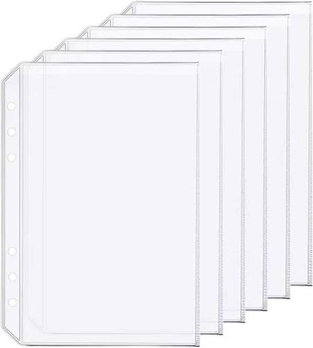 Vista 34 de Paquete de 6 carpetas de plástico A5 con 6 agujeros, impermeables, con 6 agujeros, soporte para recibo de boletos (1 bolsillo, A5)