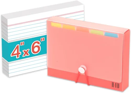 Vista 14 de Estuche de tarjetas de índice H4D de 3x5 con 100 tarjetas de índice pesadas rayadas y separadores, negro