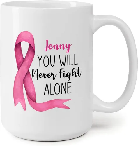 Vista 21 de Taza personalizada para sobrevivientes de cáncer, taza de cáncer de mama, taza de cinta rosa, regalo para sobreviviente de cáncer de mama, taza