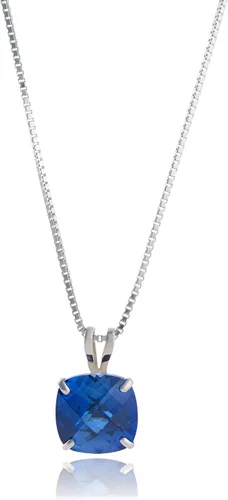 Vista 36 de MAX + STONE Cushion Cut Gemstone Necklace 8mm Solitaire Birthstone Necklace for Women Gemstone Pendant Necklaces with 18 inch Box Chain