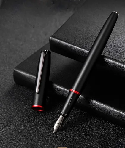 Vista 26 de erofa Picasso 916 - Pluma estilográfica negra mate con caja, bolígrafo de caligrafía doblada de titanio negro