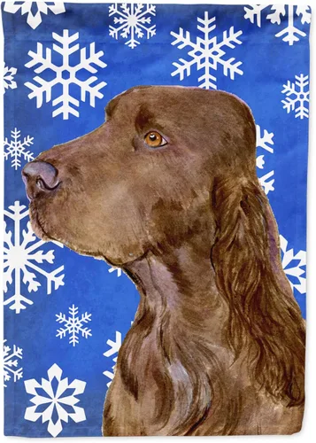 Vista 105 de Caroline's Treasures SC9374GF Bulldog English Snow flakes Holiday Garden Flag Buzón Bandera decorativa para patio exterior, patio, obras de arte