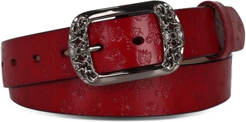Vista 272 de Cinturón de cuero clásico con hebilla de metal para mujer con vestido de jeans