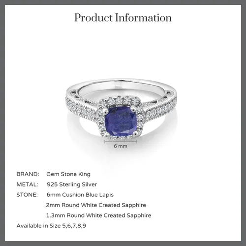 Vista 32 de Gem Stone King Anillo de compromiso de plata de ley 925 de 0.236 in con piedra natal y zafiro blanco creado con acento Anillo de compromiso
