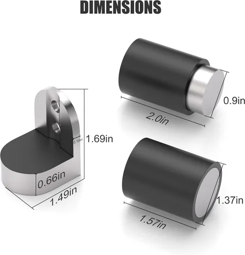Vista 2 de Tope de puerta cilíndrico para montaje en piso, acero inoxidable, resistente, magnético, altura ajustable, soporte de puerta de satén cepillado