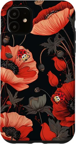 Vista 8 de Poppy Flower Ladybug Red & Black Pattern Case for iPhone 17