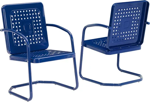 Vista 17 de Crosley Furniture Bates - Juego de 2 sillas para exteriores, sillas de patio de metal retro para comedor, porche, terraza, balcón, color rojo
