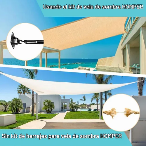 Vista 4 de HOMPER Juego de accesorios para toldo, toldo resistente, kit de accesorios de acero inoxidable para jardín, triángulo y accesorios de fijación