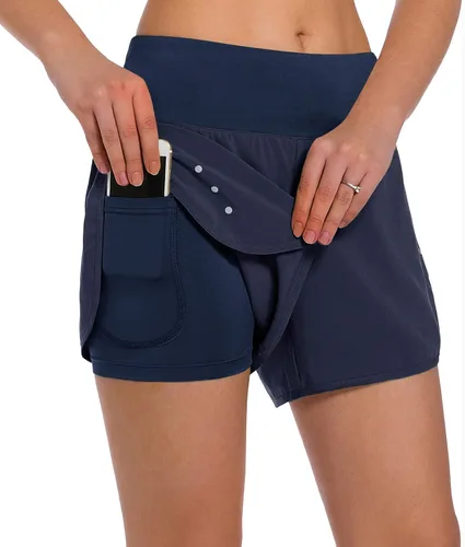 Vista 18 de Ksmien - Pantalones cortos de correr 2 en 1 para mujer, ligeros, para entrenamiento, gimnasio, yoga, forro con bolsillos para teléfono