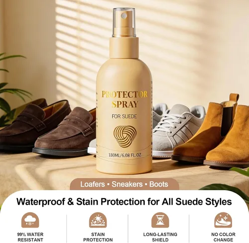 Vista 2 de Spray protector de gamuza para zapatos: impermeabilizante y protector de manchas sin olor sin PFAS - Nano Shield a base de agua para botas, cuero