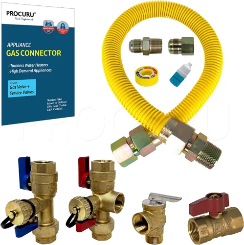 Vista 23 de PROCURU Conector de gas flexible universal FIP de 1 pulgada de diámetro exterior x 12 pulgadas (1 pie) x 3/4 pulgadas MIP x 3/4 pulgadas FIP