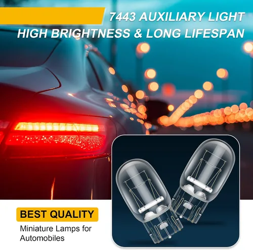 Vista 7 de Meonum 20 piezas de bombilla 7443, T20 1891 7443LL bombilla de luz de freno para circulación diurna (DRL), W21/5W bombilla automotriz