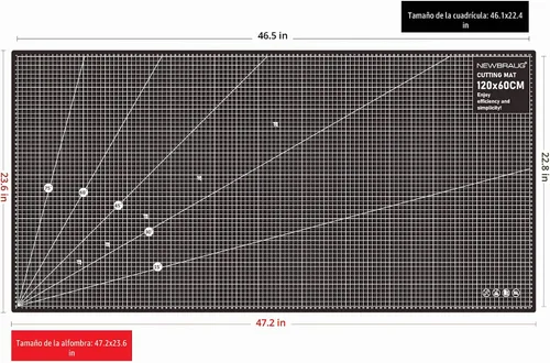 Vista 3 de NEWBRAUG - Tapete grande de corte autocurable de 23 x 47 pulgadas, doble cara, 5 capas, tabla de cortar grande para corte rotativo, acolchado Negro