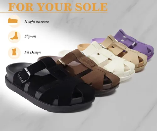 Vista 7 de KuaiLu Sandalias tipo zueco para mujer con soporte de arco cómodo, plataforma elegante, cojín de espuma viscoelástica, sandalias elegantes