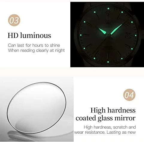 Vista 6 de OLEVS Couple Watches Men and Women Automatic Mechanical Waterproof Casual His and Hers Watches Set Pair for Couples