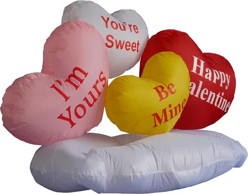 Vista 3 de Corazones inflables y nubes de 5 pies de largo para San Valentín, regalo romántico de San Valentín para parejas, luces LED preiluminadas