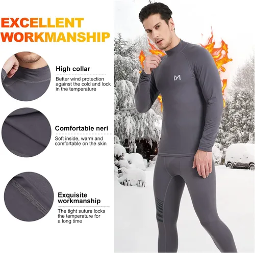 Vista 3 de MEETYOO Camisa térmica de manga larga con cuello alto para hombre, ropa interior de compresión ligera, transpirable, capa base