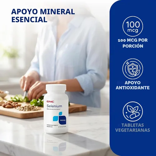 Vista 3 de GNC Suplemento de selenio 100mcg, 100 tabletas vegetarianas