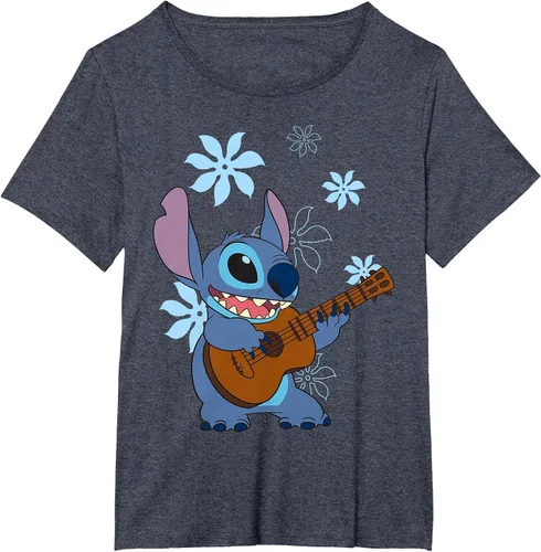 Vista 11 de Camiseta de danza floral Lilo & Stitch con ukelele para niñas Gris asfalto