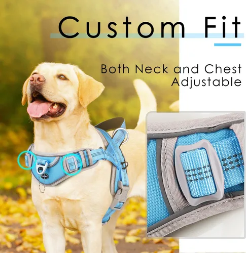 Vista 3 de ADVENTUREMORE Arnés para perro pequeño sin tirones con etiqueta de código QR, chaleco reflectante, asa de clip frontal para entrenar caminando
