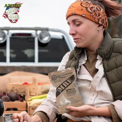 Vista 5 de MREs (Comidas listas para comer) genuino excedente militar de Estados Unidos sabores variados