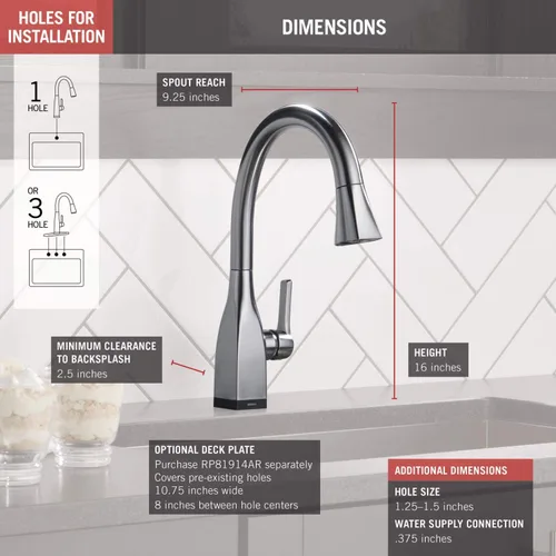 Vista 3 de Delta Faucet Mateo Touch - Grifo de cocina de níquel cepillado, grifos de cocina con rociador extraíble, grifo de fregadero de cocina, grifo táctil