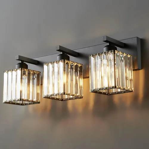 Vista 16 de Moderna lámpara de cristal para pared/tocador de baño, de 5 luces, color cromo Cromo torcido