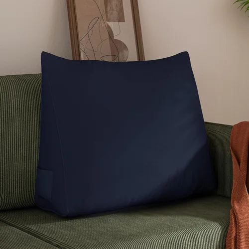 Vista 7 de WOWMAX Almohada de espalda para cama sentada, almohada de cuña para respaldo de cama y sofá, 85% lino y 15% mezcla de algodón, color negro