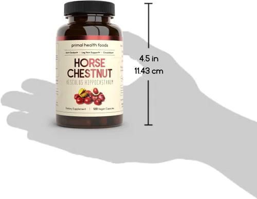 Vista 5 de Extracto de castaño de indias 500 mg 120 porciones Venas varicosas y salud de las venas sanguíneas Vegetariano, sin OMG y sin gluten