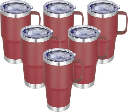 Vista 21 de Vaso térmico de acero inoxidable de 20 oz con asa, envase a granel, vasos termales metálicos aislados, taza de café de viaje con asa, vaso de doble