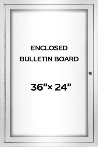 Vista 13 de INNOVART Tablero de anuncios cerrado de 36" x 24", tablero de anuncios de tela con cerradura con marco de aluminio, vitrina de pared con puerta Negro
