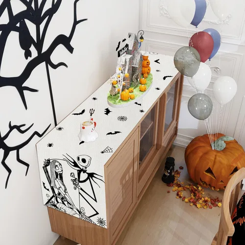 Vista 5 de Camino de mesa de Halloween, decoración de mesa de Halloween, hogar, cocina, comedor, decoración de mesa de Navidad, Navidad, invierno, decoraciones