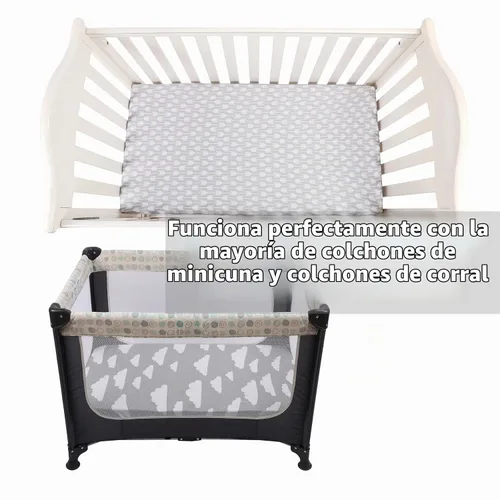 Vista 3 de Onacosht Pack n Play Sheets - Juego de 3 sábanas unisex para bebé, tejido elástico, portátil, de punto de jersey, funda de colchón para cuna